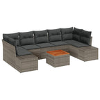 Gartensofa-set mit Speicher 8 pcs Grau Poly-Rattan