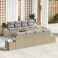 Gartensofa-set 9 pcs Beige und Hellgrau Poly-Rattan