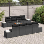 Gartensofa-set mit Speicher 9 pcs Schwarz Poly-Rattan