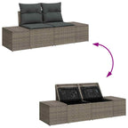 Gartensofa-set mit Speicher 9 pcs Grau Poly-Rattan