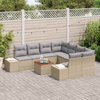 Gartensofa-set 9 pcs Beige und Hellgrau Poly-Rattan