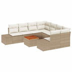 Gartensofa-set mit Speicher 9 pcs Beige und Creme Poly-Rattan