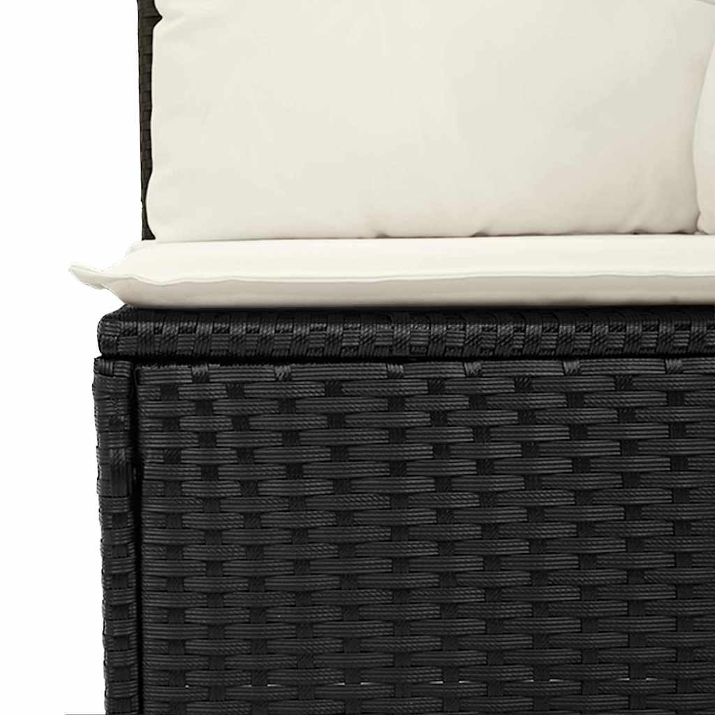 Gartensofa-set mit Speicher 6 pcs Schwarz und Creme Poly-Rattan