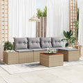 Gartensofa-set 6 pcs Beige und Hellgrau Poly-Rattan