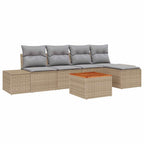 Gartensofa-set 6 pcs Beige und Hellgrau Poly-Rattan