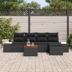 Gartensofa-set mit Speicher 6 pcs Schwarz Poly-Rattan