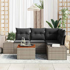 Gartensofa-set mit Speicher 5 pcs Grau Poly-Rattan