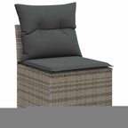 Gartensofa-set mit Speicher 5 pcs Grau Poly-Rattan