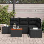 Gartensofa-set mit Speicher 5 pcs Schwarz Poly-Rattan