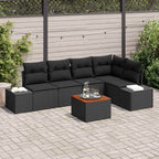 Gartensofa-set mit Speicher 6 pcs Schwarz Poly-Rattan
