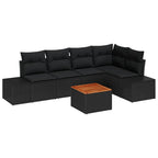 Gartensofa-set mit Speicher 6 pcs Schwarz Poly-Rattan