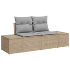 Garten-Sofa-Set mit Speicher 9 pcs Beige und Hellgrau