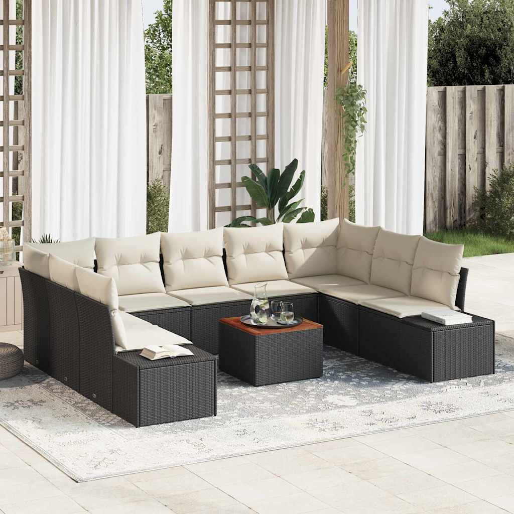 Garten-Sofa-Set mit Speicher 10 pcs Schwarz und Weiß