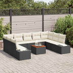 Garten-Sofa-Set mit Speicher 10 pcs Schwarz und Weiß