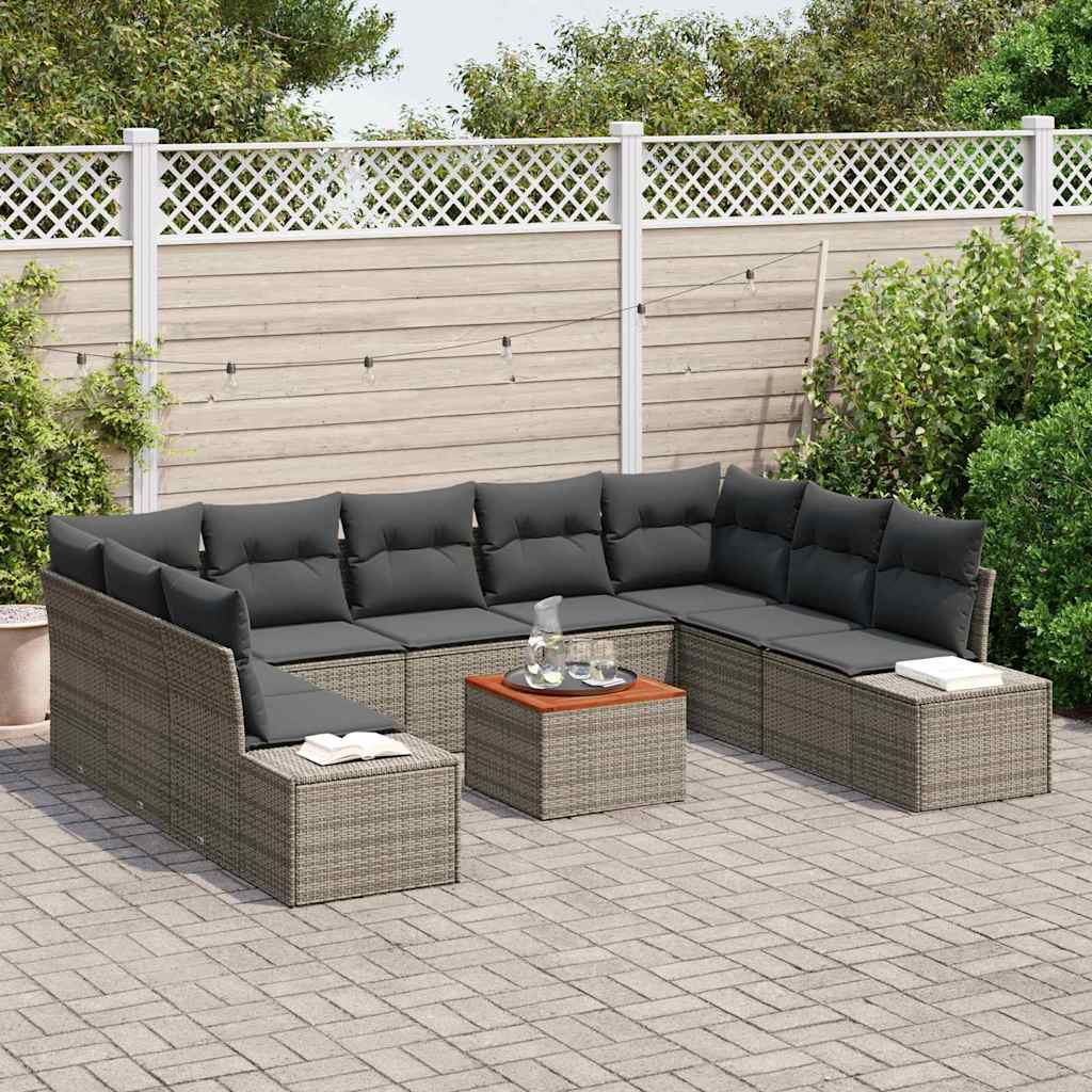 Garten-Sofa-Set mit Speicher 10 pcs Grau