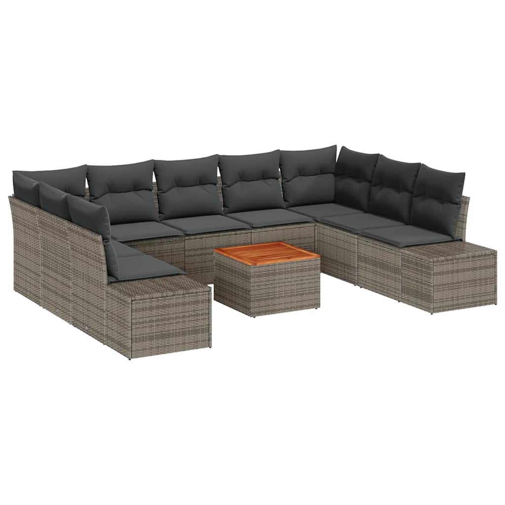 Garten-Sofa-Set mit Speicher 10 pcs Grau