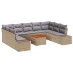 Garten-Sofa-Set mit Speicher 10 pcs Beige und Hellgrau