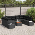 Garten-Sofa-Set mit Speicher 10 pcs Schwarz