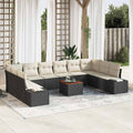 Garten-Sofa-Set mit Speicher 11 pcs Schwarz und Weiß