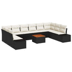Garten-Sofa-Set mit Speicher 11 pcs Schwarz und Weiß