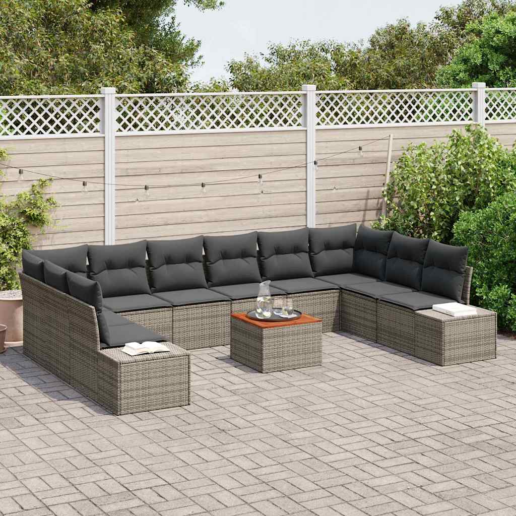 Garten-Sofa-Set mit Speicher 11 pcs Grau