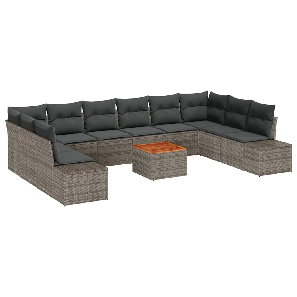 Garten-Sofa-Set mit Speicher 11 pcs Grau