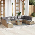 Garten-Sofa-Set mit Speicher 11 pcs Beige und Hellgrau