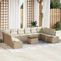 Garten-Sofa-Set mit Speicher 11 pcs Beige und Weiß