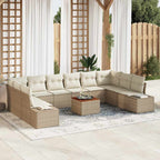 Garten-Sofa-Set mit Speicher 11 pcs Beige und Weiß