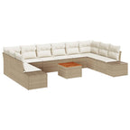 Garten-Sofa-Set mit Speicher 11 pcs Beige und Weiß