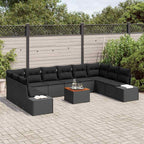 Garten-Sofa-Set mit Speicher 11 pcs Schwarz