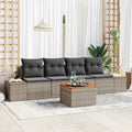 Garten-Sofa-Set mit Kissen mit Speicher 5 pcs Grau Poly Rattan
