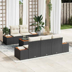 Garten-Sofa-Set mit Speicher 6 pcs Schwarz Poly Rattan
