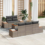 Garten-Sofa-Set mit Speicher 6 pcs Grau Poly Rattan