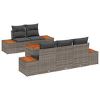 Garten-Sofa-Set mit Speicher 6 pcs Grau Poly Rattan