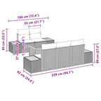 Garten-Sofa-Set mit Speicher 6 pcs Grau Poly Rattan