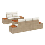 Garten-Sofa-Set mit Speicher 6 pcs Beige Poly Rattan