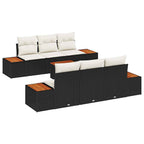 Garten-Sofa-Set mit Speicher 7 pcs Schwarz Poly Rattan