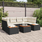 Garten-Sofa-Set mit Speicher 7 pcs Schwarz Poly Rattan