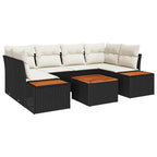 Garten-Sofa-Set mit Speicher 7 pcs Schwarz Poly Rattan