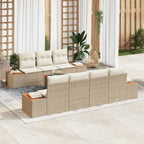 Garten-Sofa-Set mit Speicher 8 pcs Beige Poly Rattan