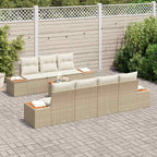 Garten-Sofa-Set mit Speicher 8 pcs Beige Poly Rattan