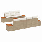 Garten-Sofa-Set mit Speicher 8 pcs Beige Poly Rattan