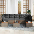 Garten-Sofa-Set mit Kissen mit Speicher 8 pcs Grau Poly Rattan