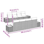 Garten-Sofa-Set mit Speicher 9 pcs Grau Poly Rattan