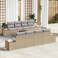 Garten-Sofa-Set mit Speicher 9 pcs Beige Poly Rattan