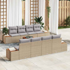 Garten-Sofa-Set mit Speicher 9 pcs Beige Poly Rattan