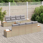 Garten-Sofa-Set mit Speicher 9 pcs Beige Poly Rattan