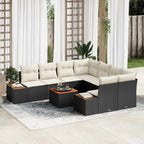 Garten-Sofa-Set mit Speicher 9 pcs Schwarz Poly Rattan