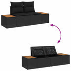 Garten-Sofa-Set mit Kissen 9 pcs Schwarz Poly Rattan